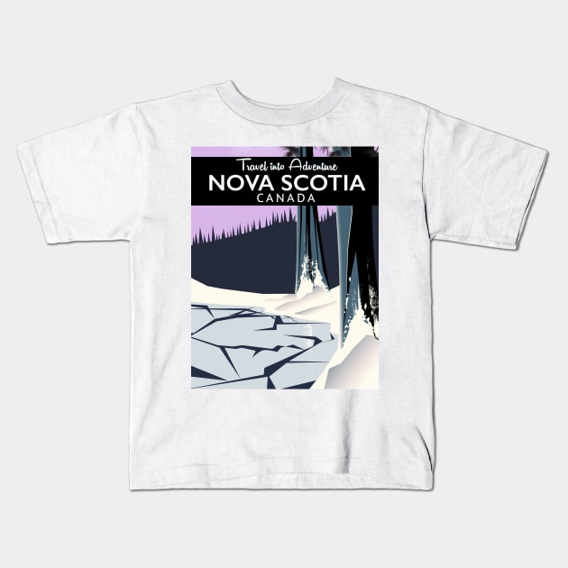 Travel Into Adventure! Nova Scotia Canada Kids T-Shirt by nickemporium1